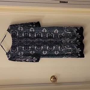 Eliza J Blue Green Elbow Sleeve Dress